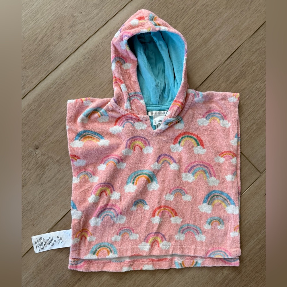 Pottery Barn Kids Pink Rainbow Hooded Poncho